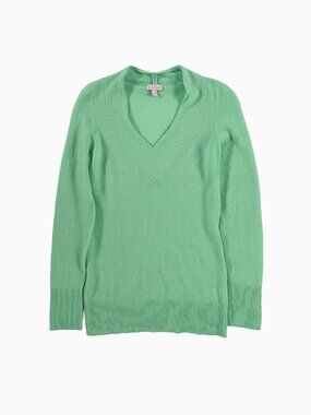 Vtg Lilly Pulitzer Mint Green Cashmere Sweater XS 90s Old Money Palm Embroidered